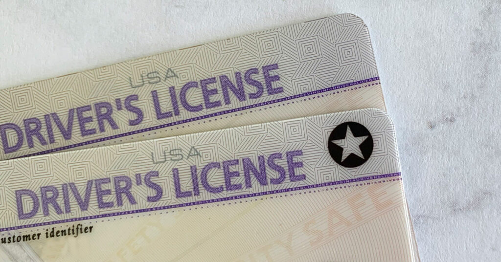 Old driver’s license and the new REAL ID with the star